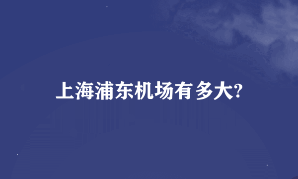 上海浦东机场有多大?