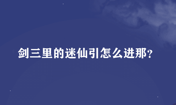 剑三里的迷仙引怎么进那？