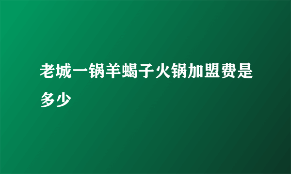 老城一锅羊蝎子火锅加盟费是多少