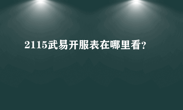 2115武易开服表在哪里看？