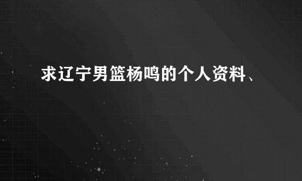 求辽宁男篮杨鸣的个人资料、