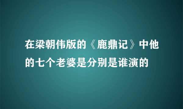 在梁朝伟版的《鹿鼎记》中他的七个老婆是分别是谁演的