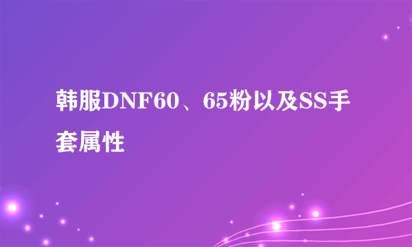 韩服DNF60、65粉以及SS手套属性