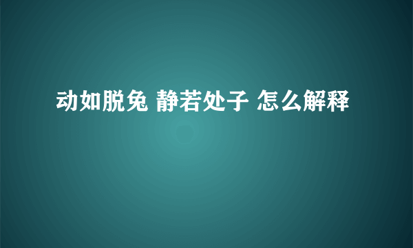 动如脱兔 静若处子 怎么解释