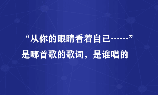 “从你的眼睛看着自己……”是哪首歌的歌词，是谁唱的