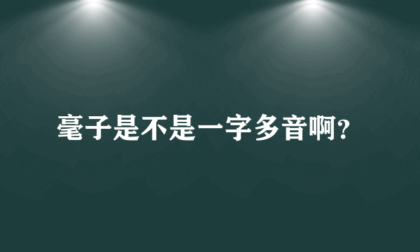 毫子是不是一字多音啊？