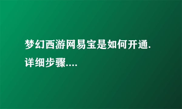 梦幻西游网易宝是如何开通.详细步骤....