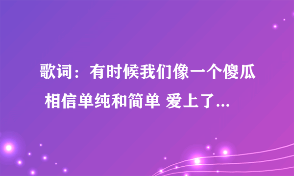 歌词：有时候我们像一个傻瓜 相信单纯和简单 爱上了就不保留 歌名是什么?