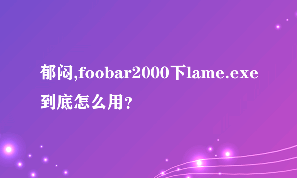 郁闷,foobar2000下lame.exe到底怎么用？