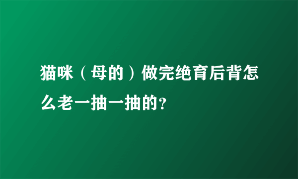 猫咪（母的）做完绝育后背怎么老一抽一抽的？