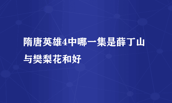 隋唐英雄4中哪一集是薛丁山与樊梨花和好