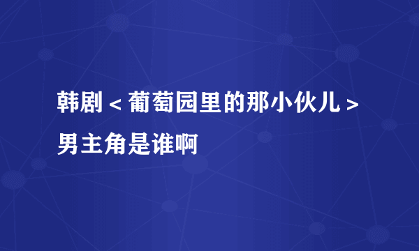 韩剧＜葡萄园里的那小伙儿＞男主角是谁啊