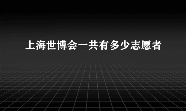 上海世博会一共有多少志愿者