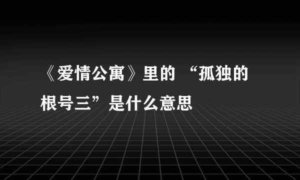 《爱情公寓》里的 “孤独的根号三”是什么意思