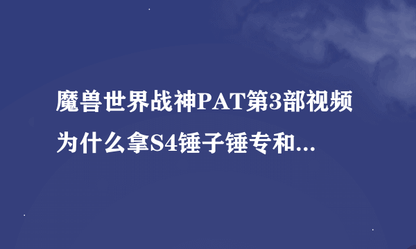 魔兽世界战神PAT第3部视频为什么拿S4锤子锤专和国服的一样把15%忽视护甲