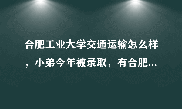 合肥工业大学交通运输怎么样，小弟今年被录取，有合肥工业的学姐，学兄给介绍一下 十分感谢