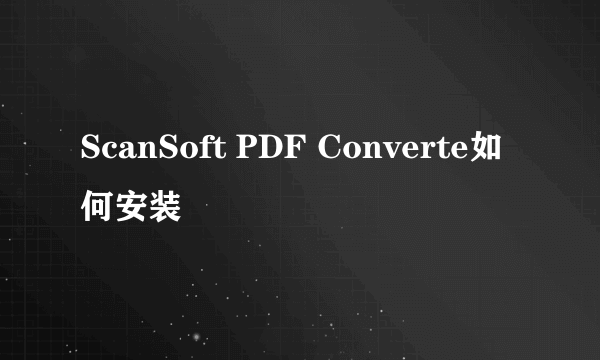 ScanSoft PDF Converte如何安装