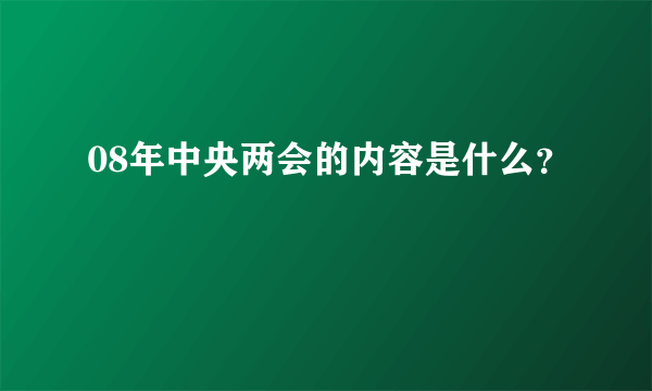 08年中央两会的内容是什么？