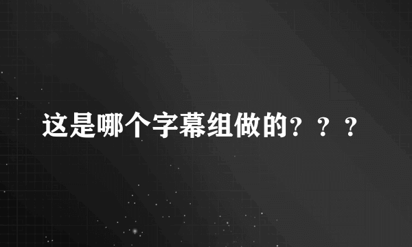 这是哪个字幕组做的？？？