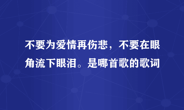 不要为爱情再伤悲，不要在眼角流下眼泪。是哪首歌的歌词