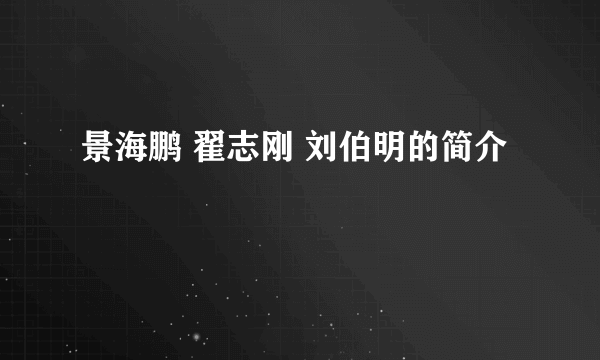 景海鹏 翟志刚 刘伯明的简介