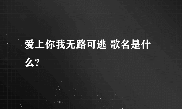 爱上你我无路可逃 歌名是什么?