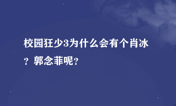 校园狂少3为什么会有个肖冰？郭念菲呢？