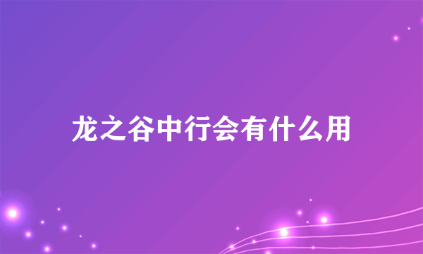 龙之谷中行会有什么用