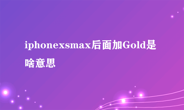 iphonexsmax后面加Gold是啥意思