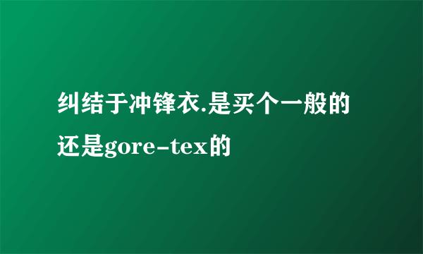 纠结于冲锋衣.是买个一般的还是gore-tex的