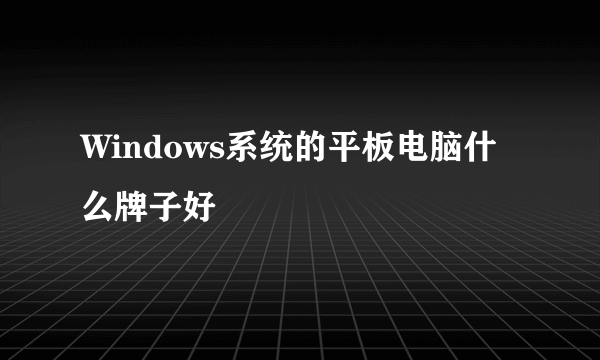 Windows系统的平板电脑什么牌子好