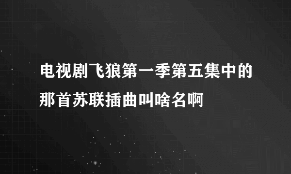 电视剧飞狼第一季第五集中的那首苏联插曲叫啥名啊