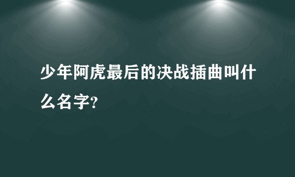 少年阿虎最后的决战插曲叫什么名字？