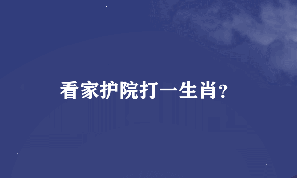 看家护院打一生肖？