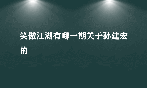 笑傲江湖有哪一期关于孙建宏的