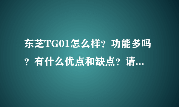 东芝TG01怎么样？功能多吗？有什么优点和缺点？请用过的人回答，谢谢。