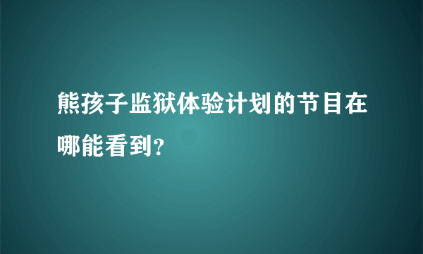 熊孩子监狱体验计划的节目在哪能看到？