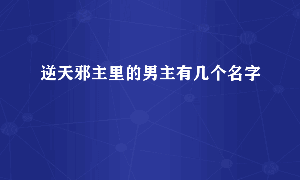 逆天邪主里的男主有几个名字