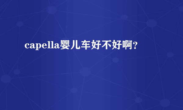 capella婴儿车好不好啊？