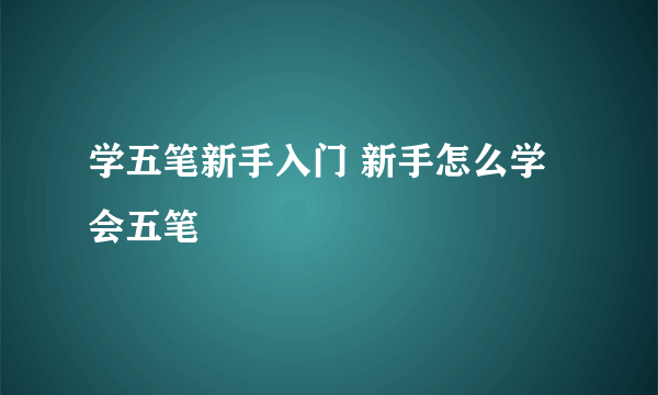 学五笔新手入门 新手怎么学会五笔