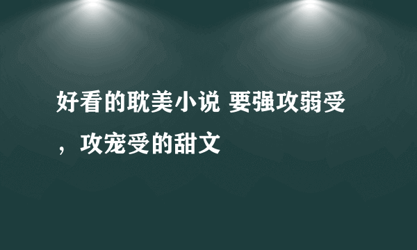 好看的耽美小说 要强攻弱受，攻宠受的甜文