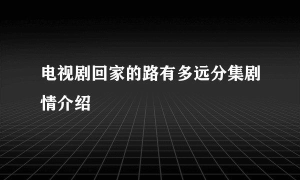 电视剧回家的路有多远分集剧情介绍