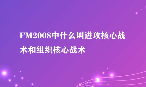 FM2008中什么叫进攻核心战术和组织核心战术