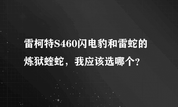 雷柯特S460闪电豹和雷蛇的炼狱蝰蛇，我应该选哪个？