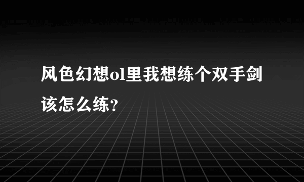 风色幻想ol里我想练个双手剑该怎么练？