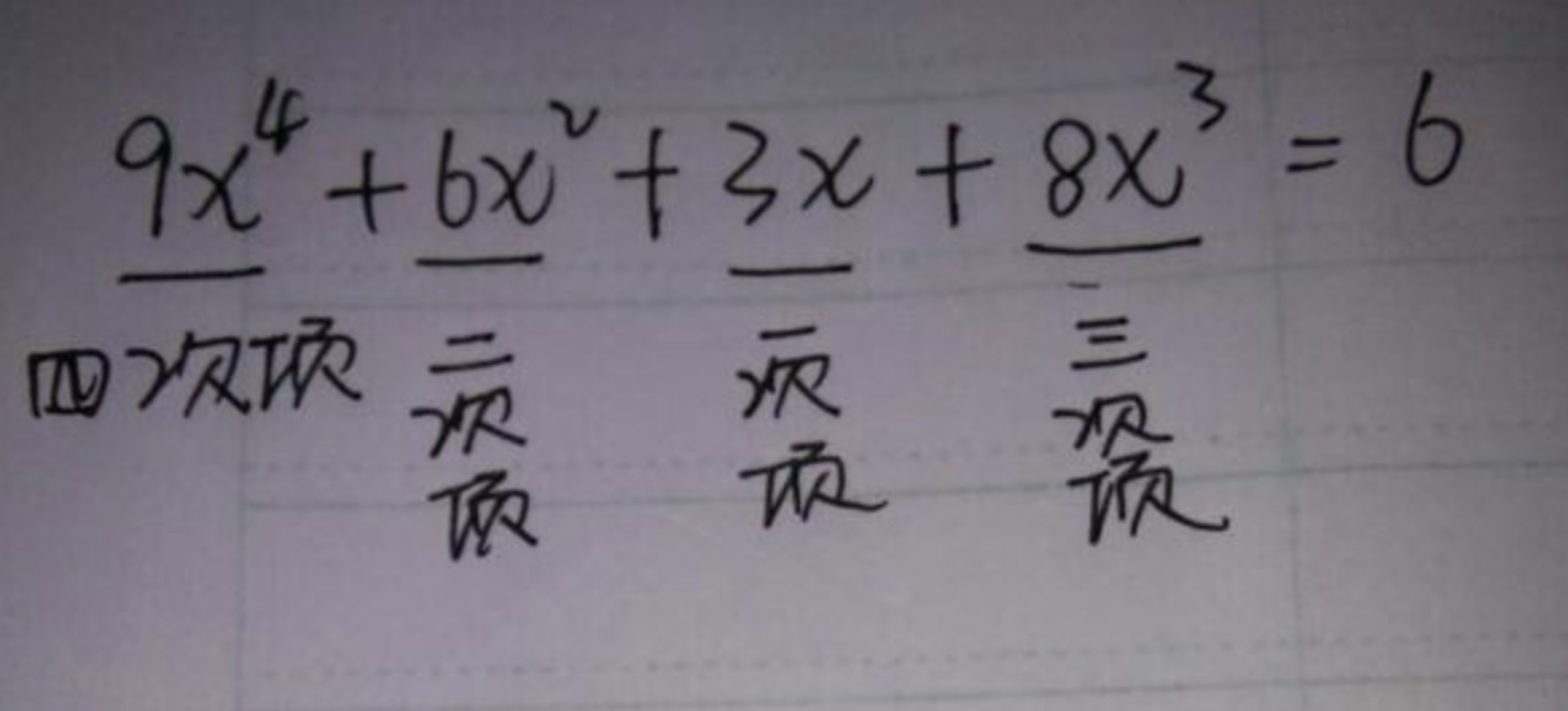 什么是多项式的一次项、二次项、三次项……