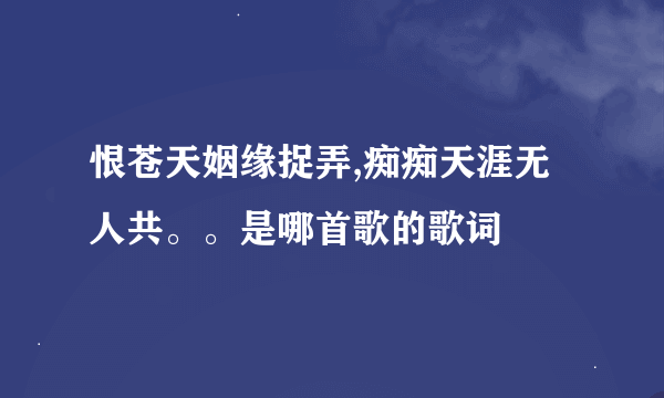 恨苍天姻缘捉弄,痴痴天涯无人共。。是哪首歌的歌词