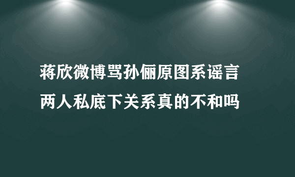 蒋欣微博骂孙俪原图系谣言 两人私底下关系真的不和吗