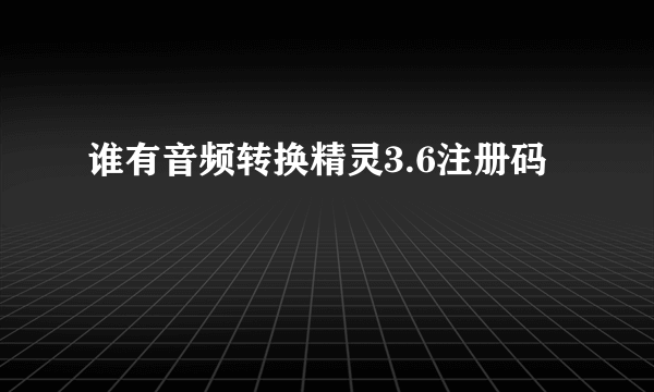 谁有音频转换精灵3.6注册码