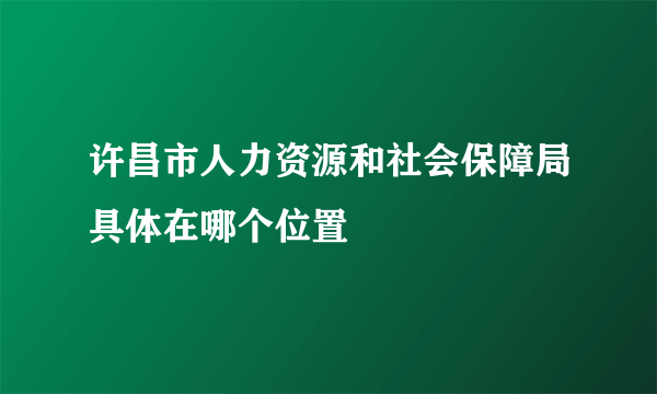 许昌市人力资源和社会保障局具体在哪个位置